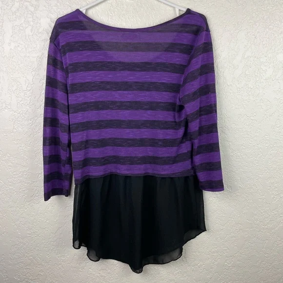 Bobbie Brooks purple stripe peplum blouse - Picture 5 of 6